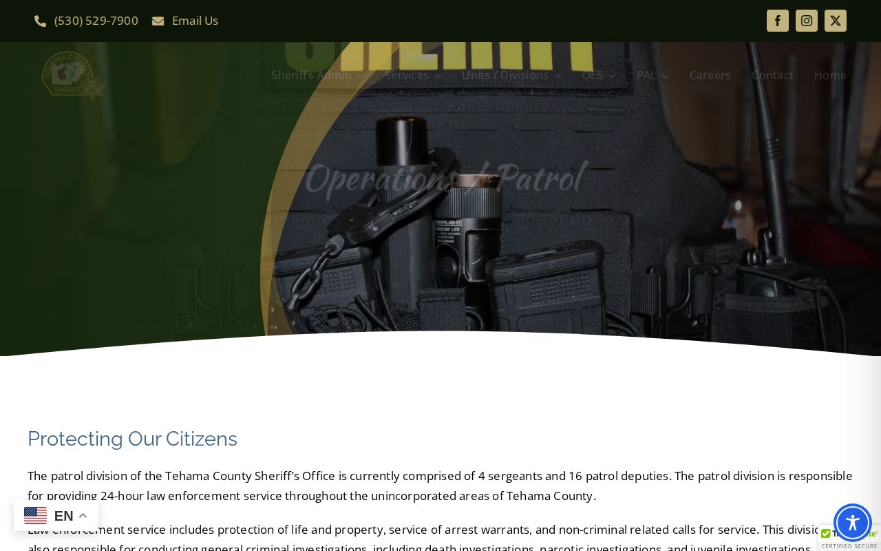 Tehama County Sheriff patrol records source for City of Tehama arrests